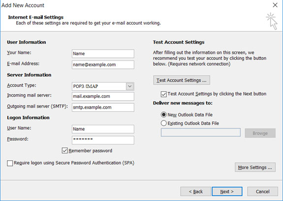 Setup email account on your Outlook 2010 Manual Step 5
