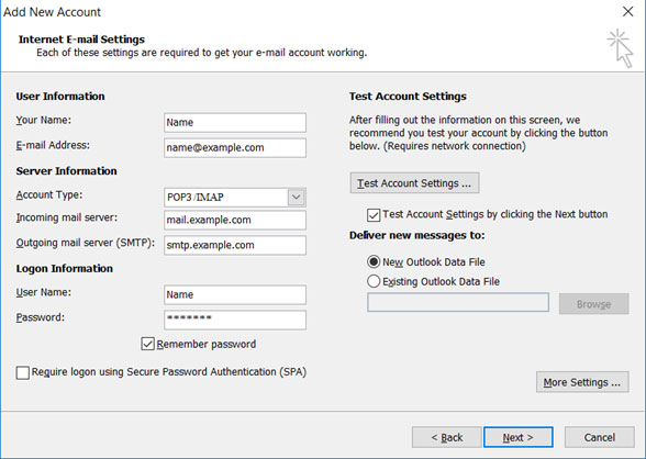 Setup email account on your Outlook 2013 Manual Step 4