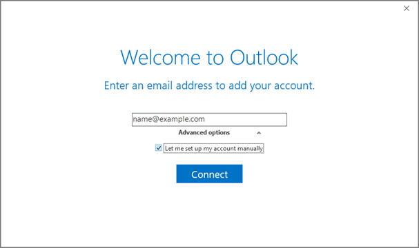 Setup email account on your Outlook 2016 Manual Step 2 - Method 2